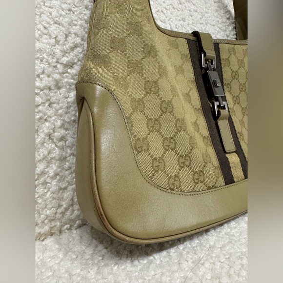 Gucci Jackie 1961 Leather and Canvas Shoulder Bag - Picture 5 of 10